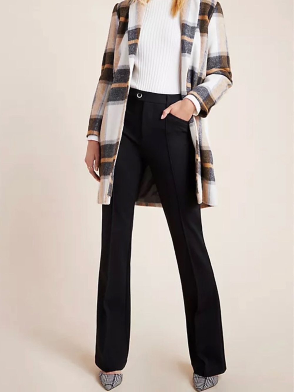 Anthropologie Essential Trouser Black Slim Flare Pants Size 2